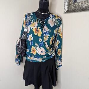 Floral green blouse medium